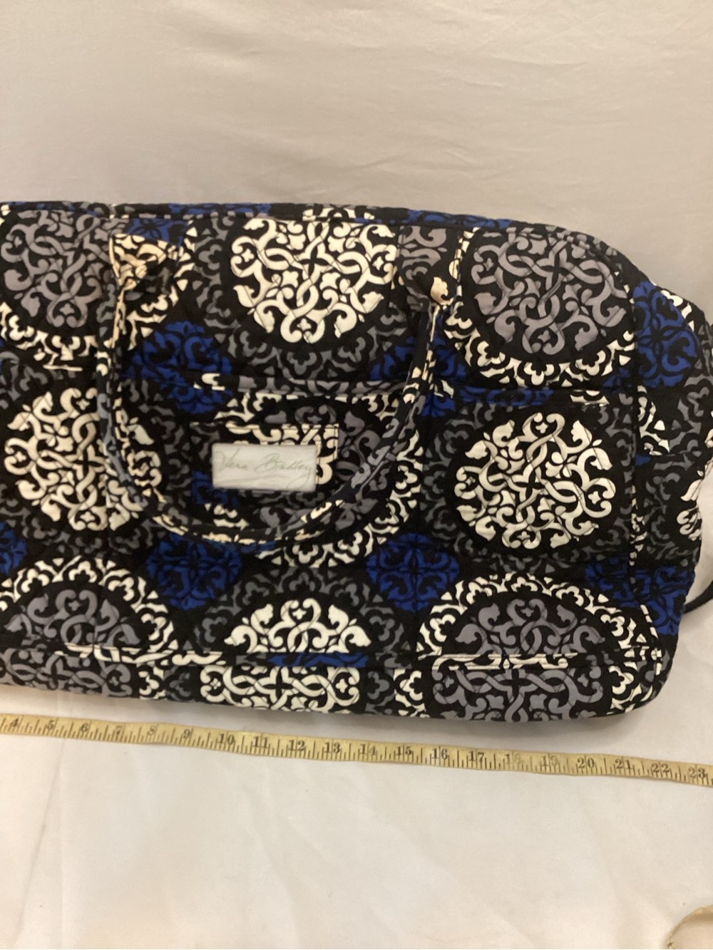 Vera Bradley Blue Black White Quilted Medallion Tote Vacationcore, Corpcore